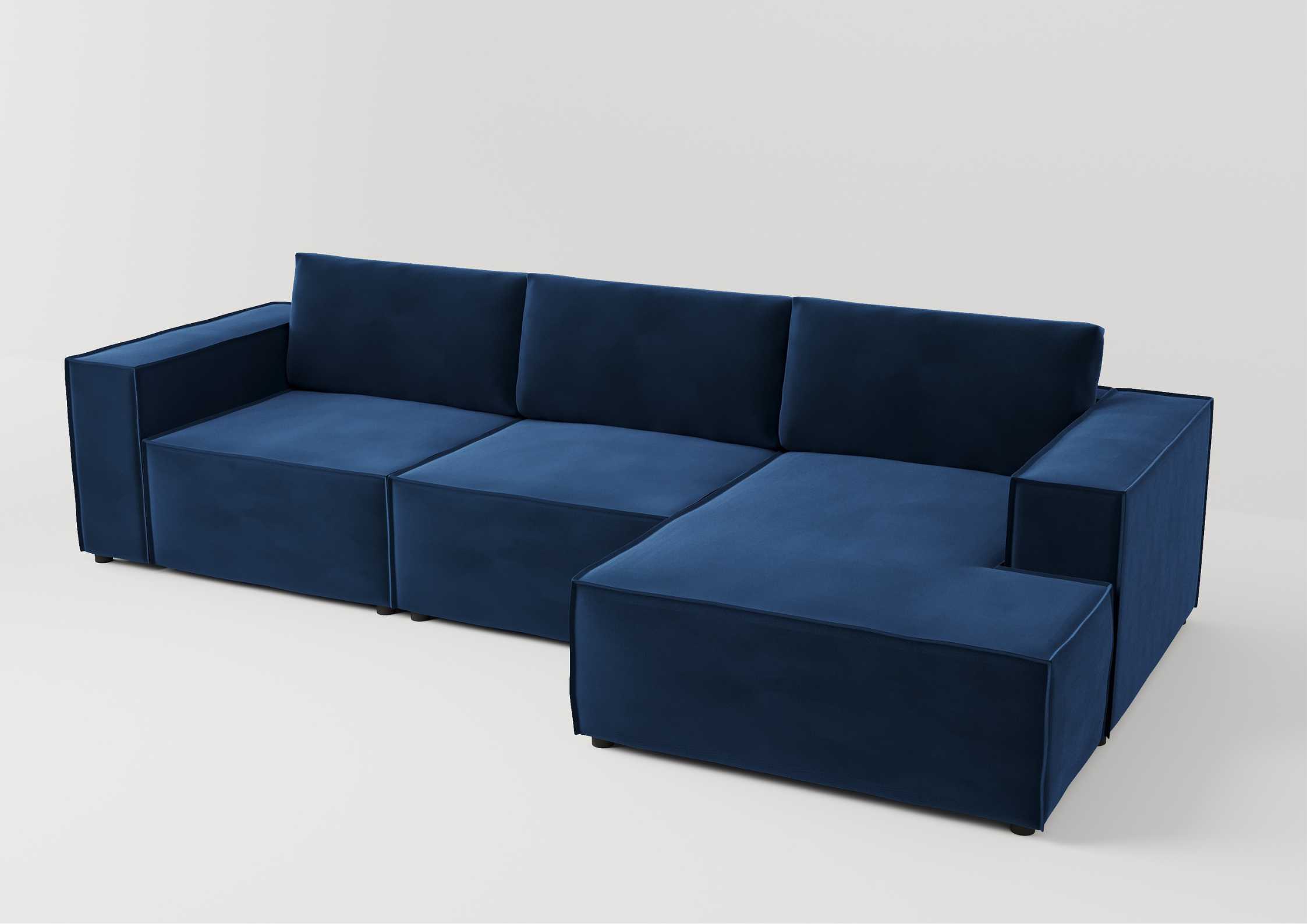 Modułowy narożnik z przeszyciami w kolorze granatowym